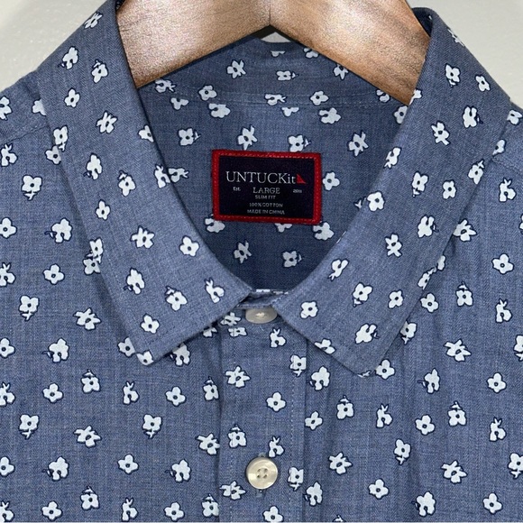 šUNTUCKit Menās Slim Fit Button Down Shortsleeved Shirt - Size Large SLIM FIT - Picture 4 of 14